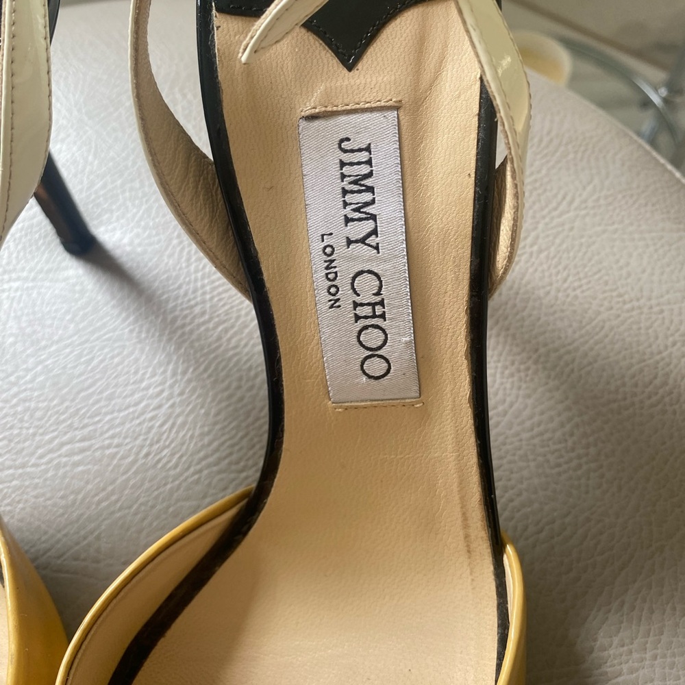 Jimmy Choo Tan and Black Slingback Heels 39.5 / US 9.5 - Picture 2 of 9